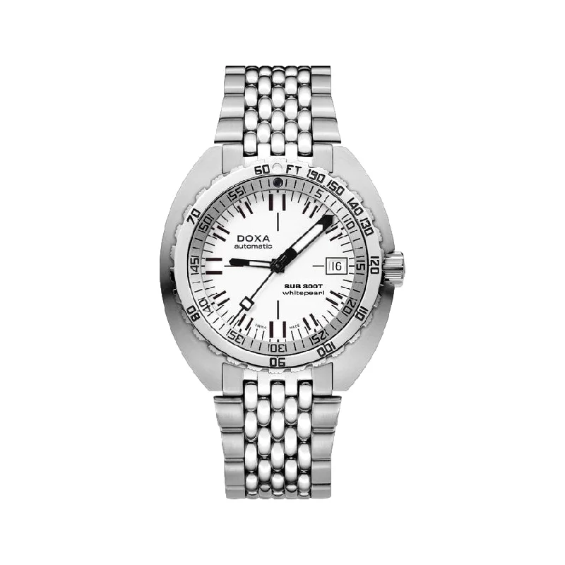 best watches with simple analog design-Sub 300T Whitepearl Dial on Bracelet, 42.5mm