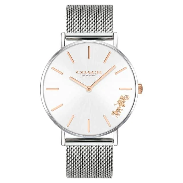 trendy wristwatches with mesh straps-Perry Silver Stainless Steel