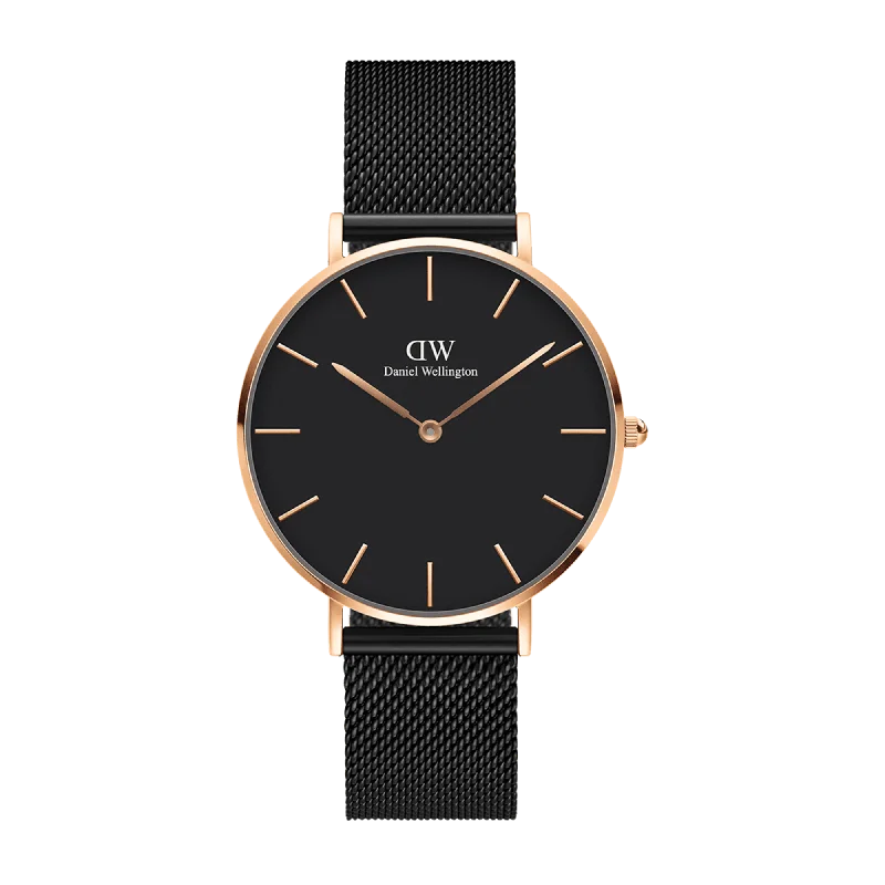 best watches with date display-Petite Ashfield Black & Rose Gold