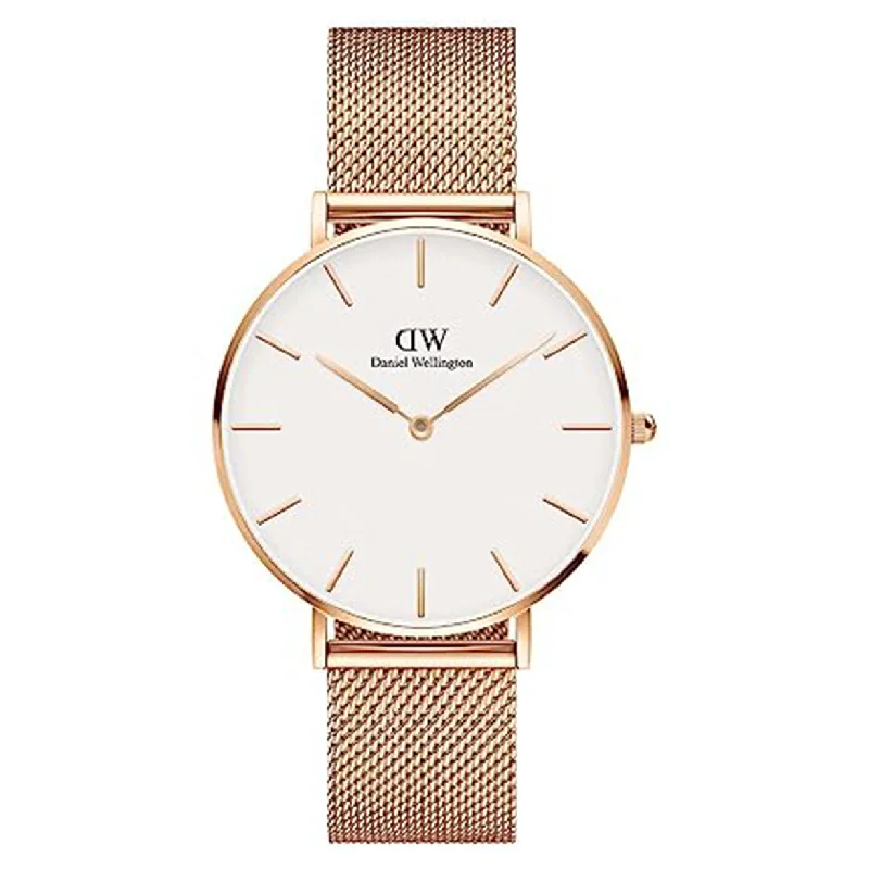 high-quality quartz watches for women-Petite Melrose Rose Gold & White