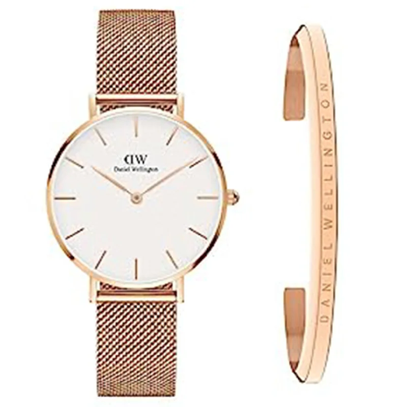 stylish unisex watches-Petite Melrose White & Rose Gold