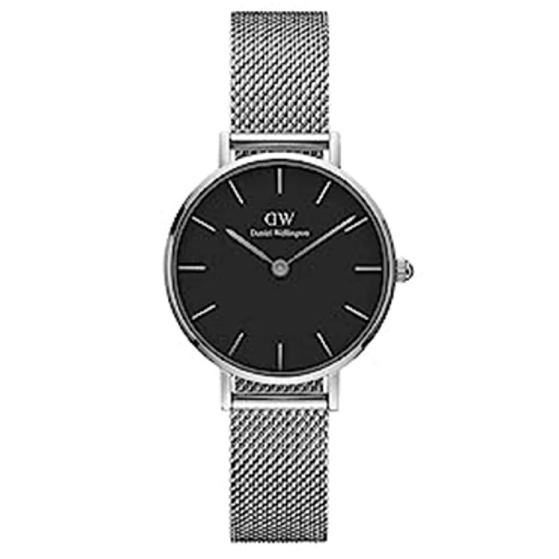 classic wristwatches with leather straps-Petite Sterling Black & Silver