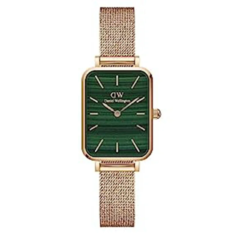 women’s watches for casual wear-Quadro Pressed Melrose Green & Rose Gold