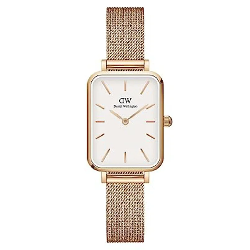 sleek design watches for men-Quadro Pressed Melrose White & Rose Gold