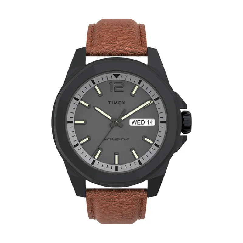 fashionable watches for teenagers-Essex Avenue Day-Date 44mm Leather Band