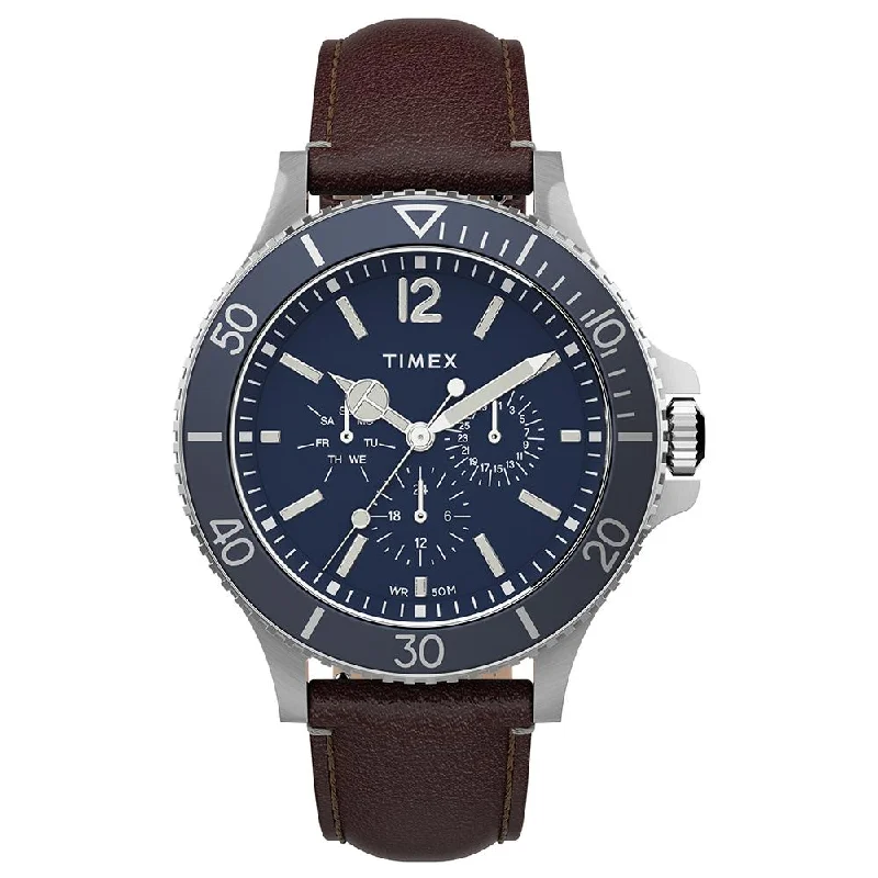 affordable luxury watches for men-Harborside Multifunction 43mm Leather Band