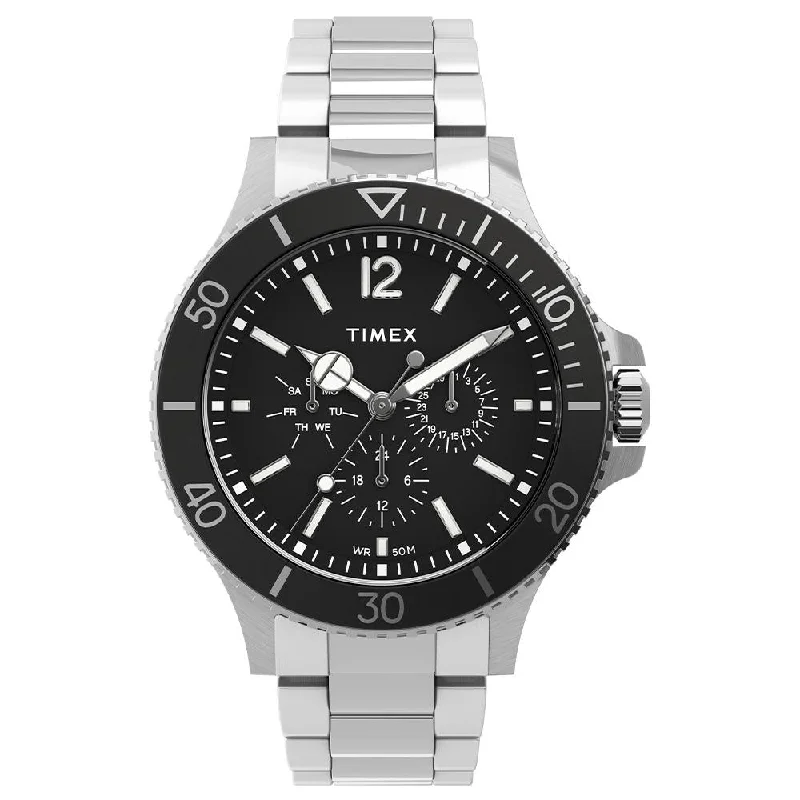 stylish watches for business professionals-Harborside Multifunction 43mm Stainless Steel Band