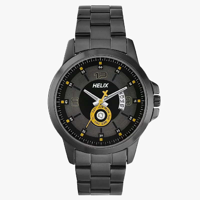 luxury watches for men with chronograph and tachymeter-Helix Men Black Dial