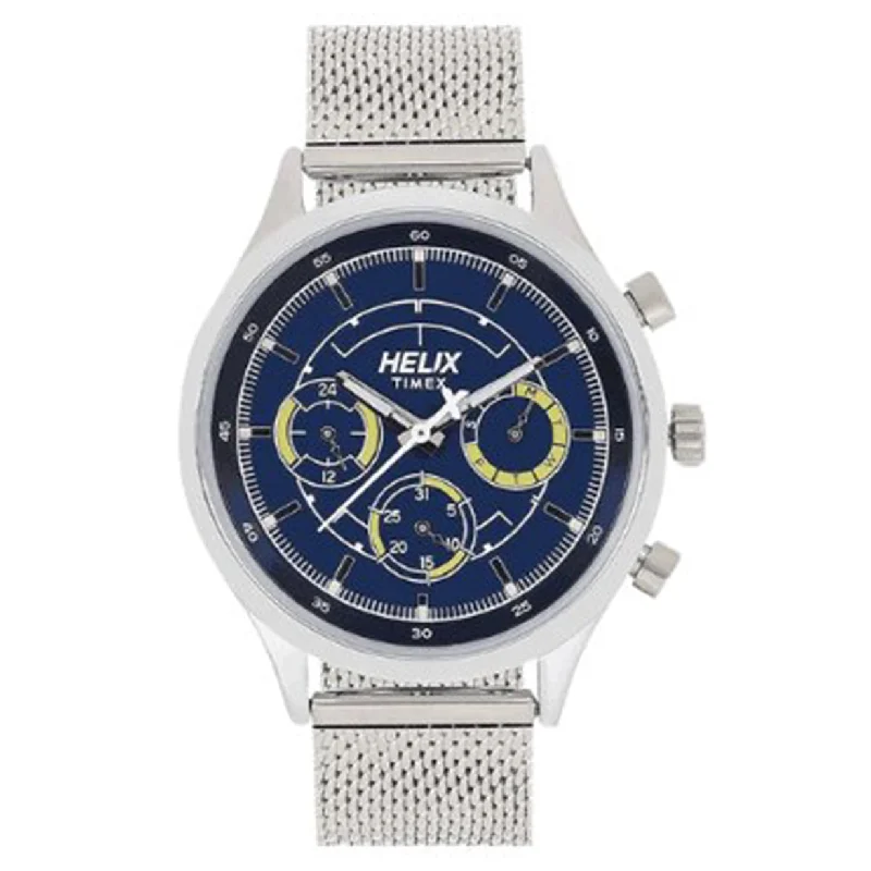 watches for women with silicone straps for workouts-Helix Men Blue Dial