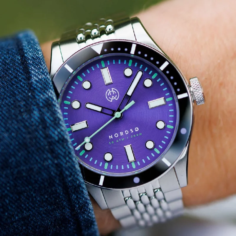 fashionable watches for men with leather bands-Henry Archer Nordsø Cosmic Purple (Sunburst Dial)