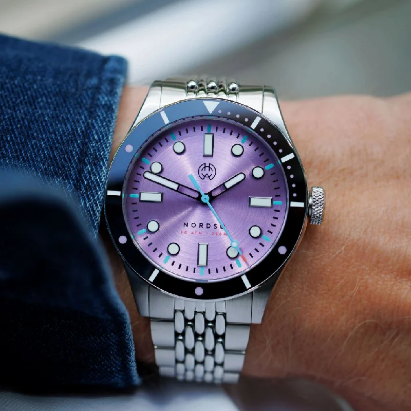 trendy women’s watches with rhinestone details-Henry Archer Nordsø Iris (Lavender Sunburst Dial)