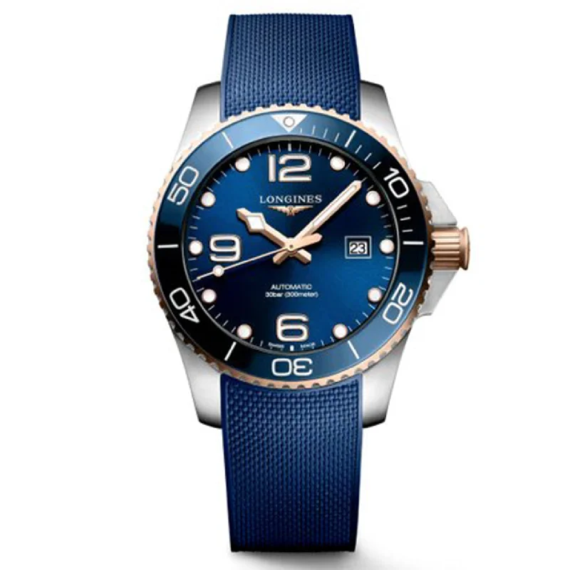 classic leather watches for men under 200-Longines Hydroconquest Blue dial Men 43mm