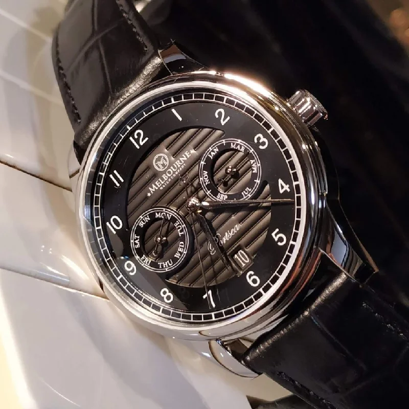 watches with intricate dials for men-Melbourne Portsea Calendar — Black (Triple Calendar) with Ceramic Dial