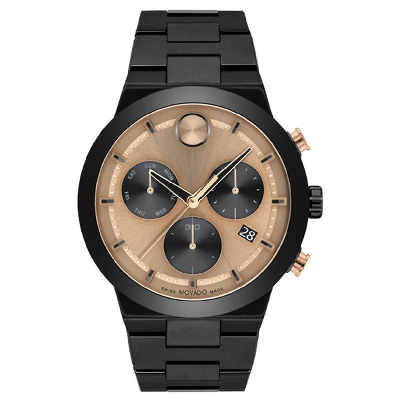 digital watches with backlight for easy reading-Movado Bold Fusion Bronze Dial Men 44.5mm