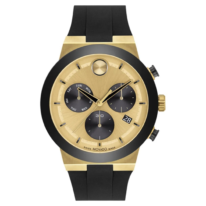 rugged outdoor watches for men-Movado Bold Fusion Gold Dial Men 44.5mm