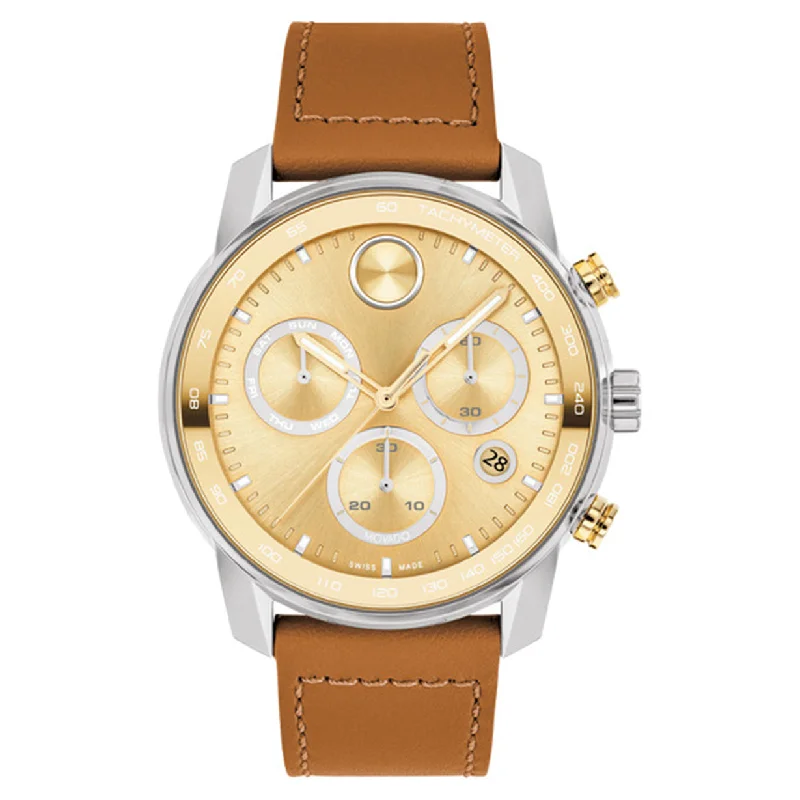 stylish timepieces for casual wear-Movado Bold Verso Gold Dial Men 44mm