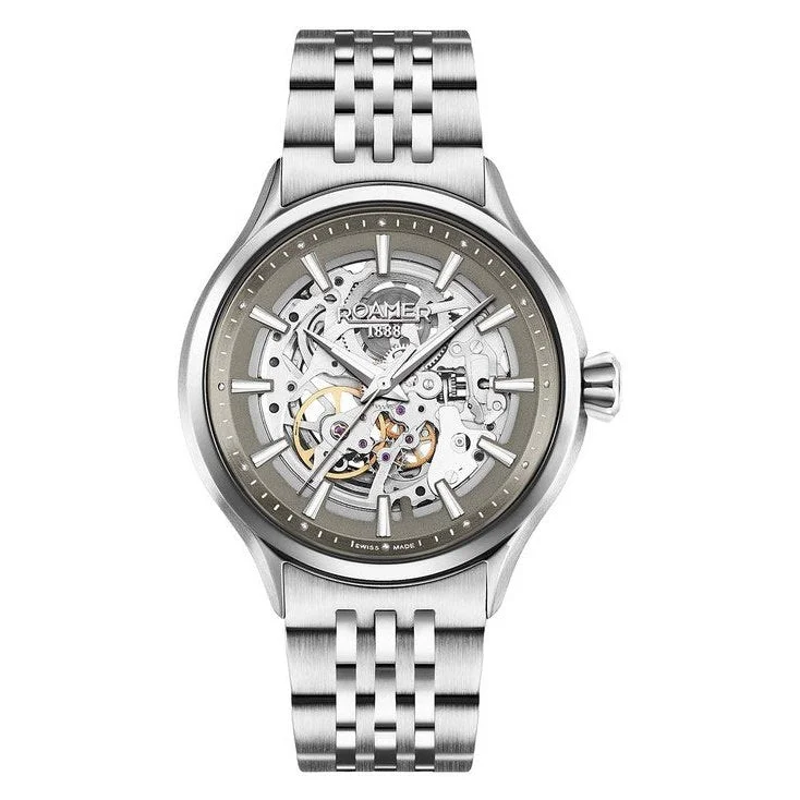 watches for men with gold accents-Roamer 101663 41 55 10N Competence Skeleton III Watch For Men