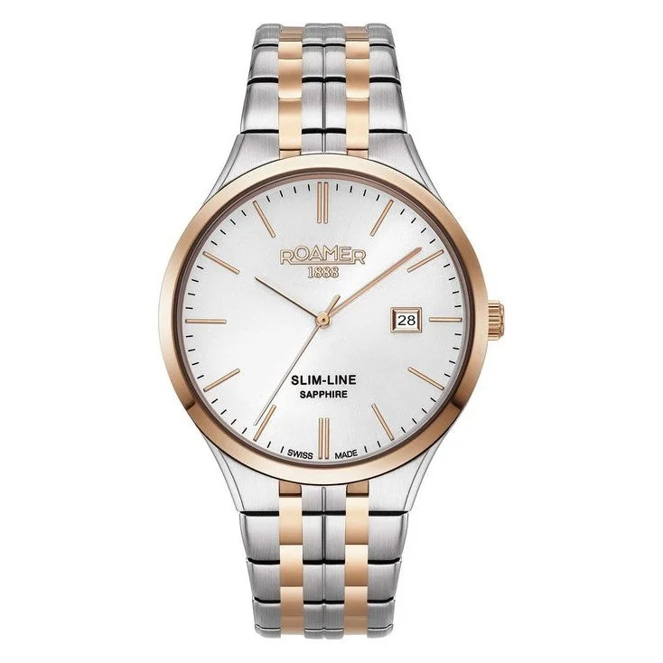 watches with day and date function for men-Roamer 512833 49 15 20 Slim-Line Classic Watch For Men