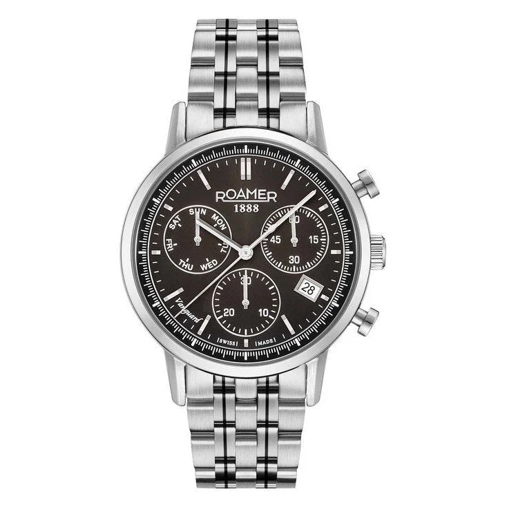 watches for women with large faces for easy reading-Roamer 975819 41 55 90 Vanguard Chrono II Chronograph Watch For Men