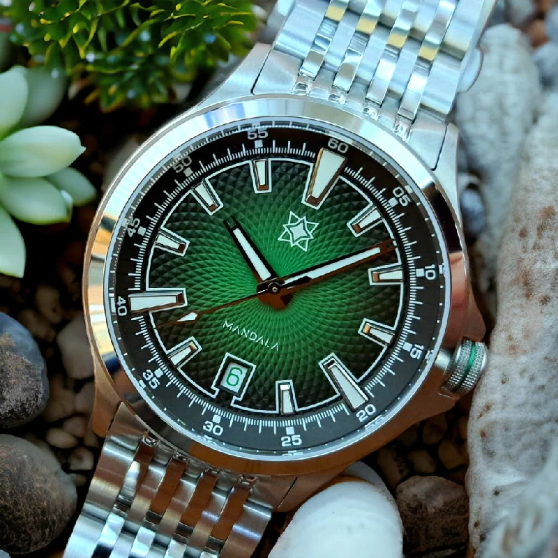 fashionable watches with gem embellishments-Second Hour Mandala Burst - Green Dial (Regulated)