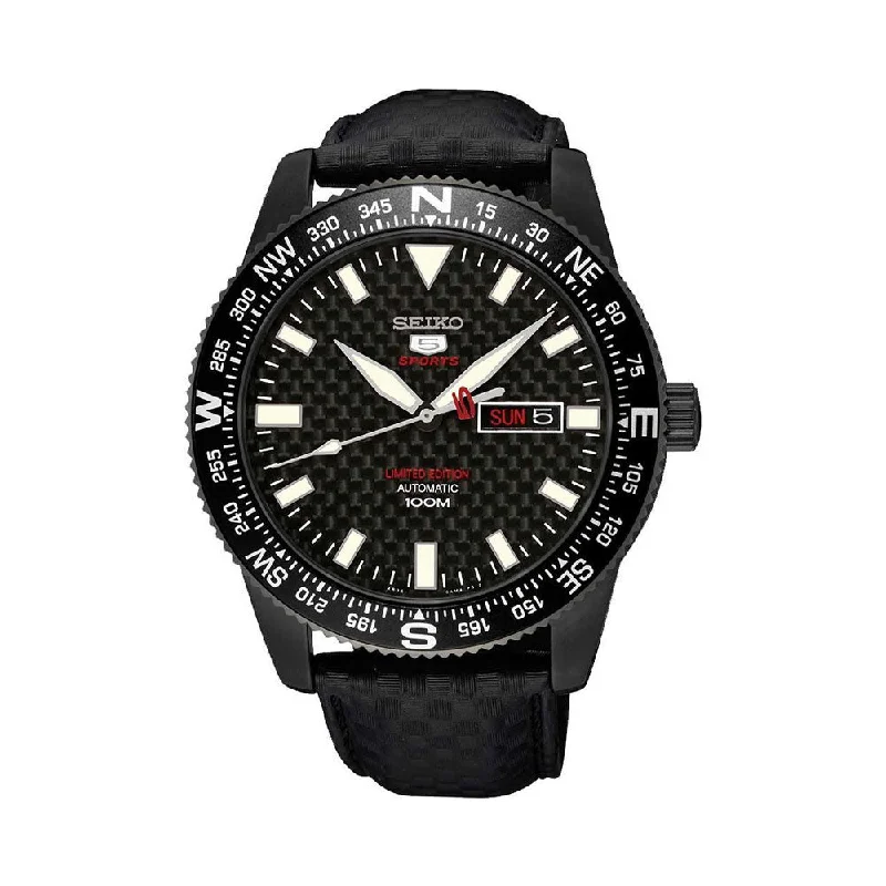 solar-powered women’s watches-Seiko 5 Sports Analog Black Dial Men's Watch - SRP719K1