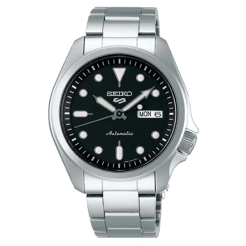 stylish watches for men with silver bands-Seiko 5 Sports Black Dial Men 40mm