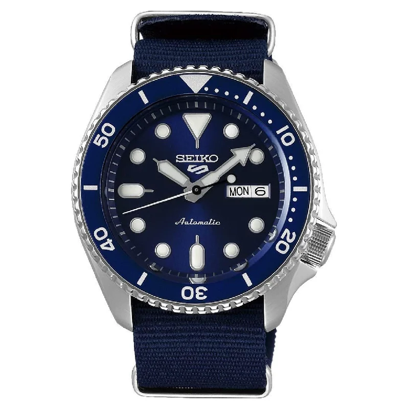 best watches for men with large displays-Seiko 5 Sports Blue Dial Men 42.5mm