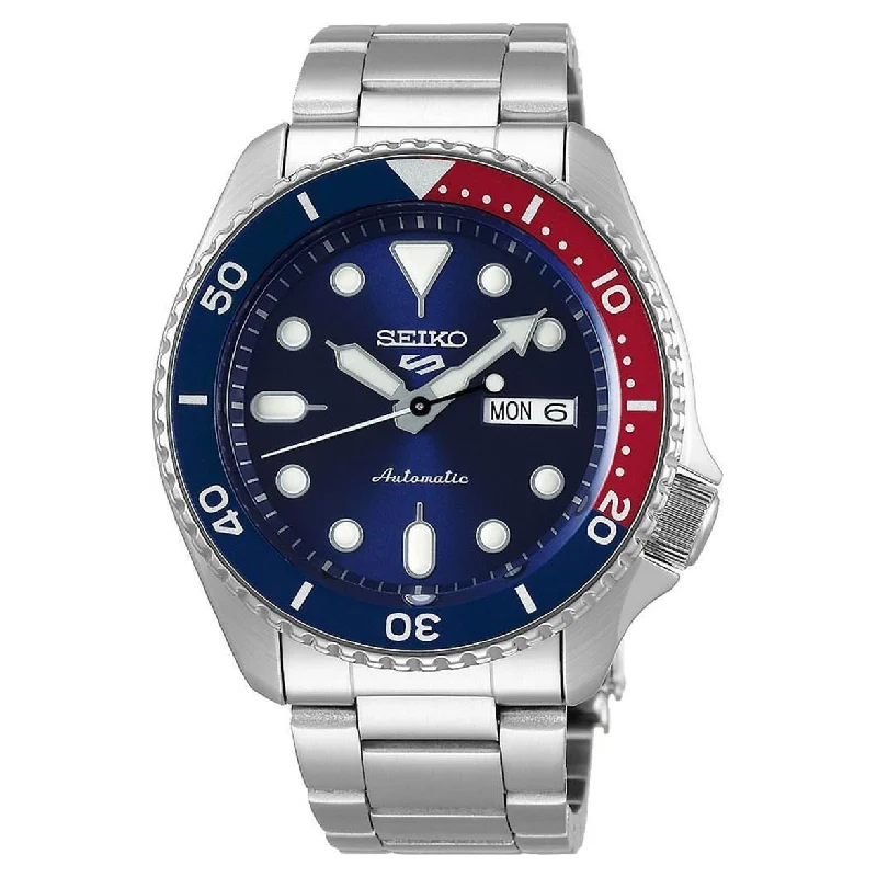 waterproof watches for men under 200-Seiko 5 Sports Blue Dial Men 42.5mm