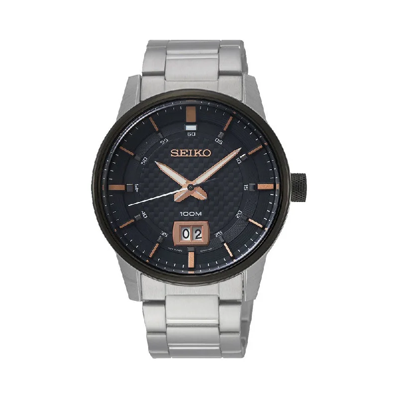 watches for professionals with business style-Seiko Analog Black Dial Men's Watch-SUR285P1