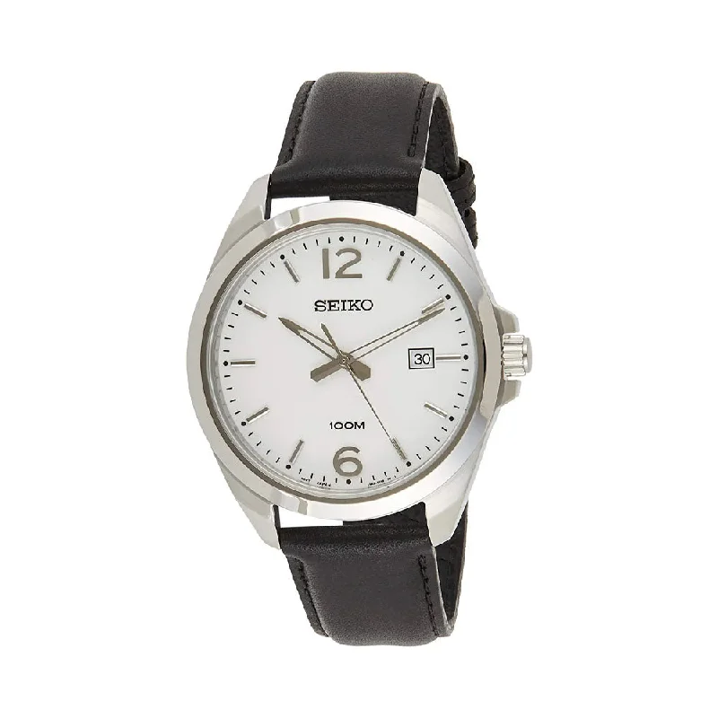 water-resistant watches for men with depths-Seiko Analog White Dial Men's Watch-SUR213P1