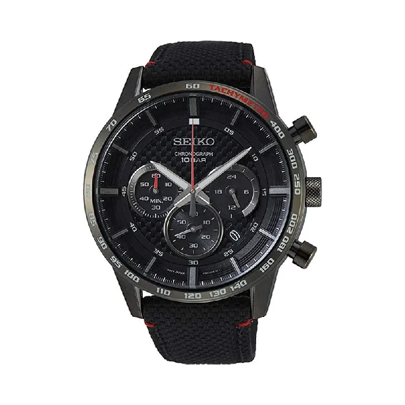 outdoor watches with altimeter-SEIKO Chronograph Quartz Black Dial Men's Watch SSB359P1