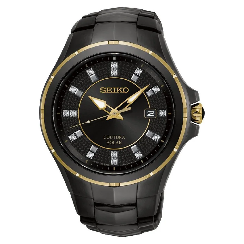 high-tech watches with fitness tracking-Seiko Coutura Black Dial Men 42.5mm