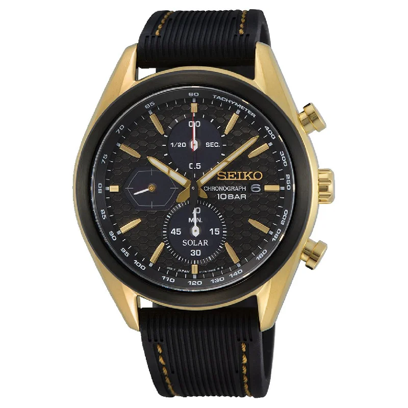 unique design watches for men-Seiko Discover More Black Dial Men 41.4mm