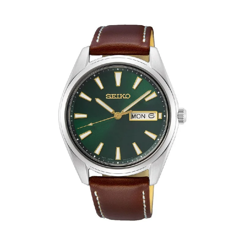 top sports watches for women-Seiko Dress Analog Green Dial Men's Watch-SUR449P1