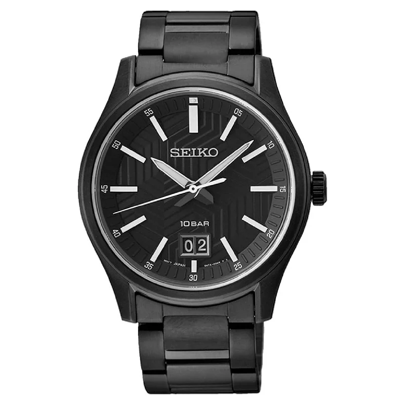 stylish watches with multi-functional features for men-Seiko Dress Black Dial Men 39.5mm