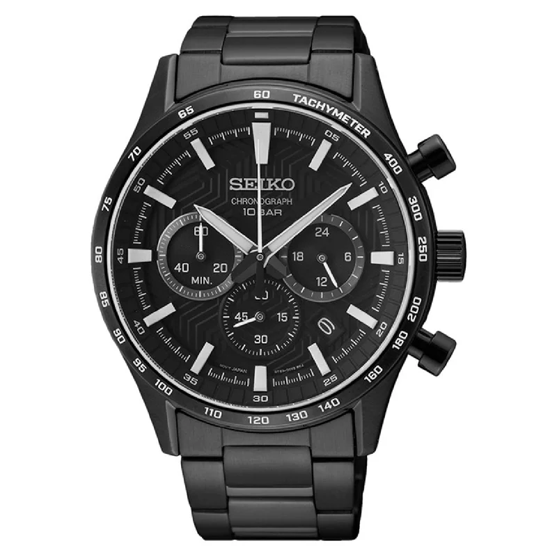 stylish watches for young women-Seiko Dress Black Dial Men 43mm