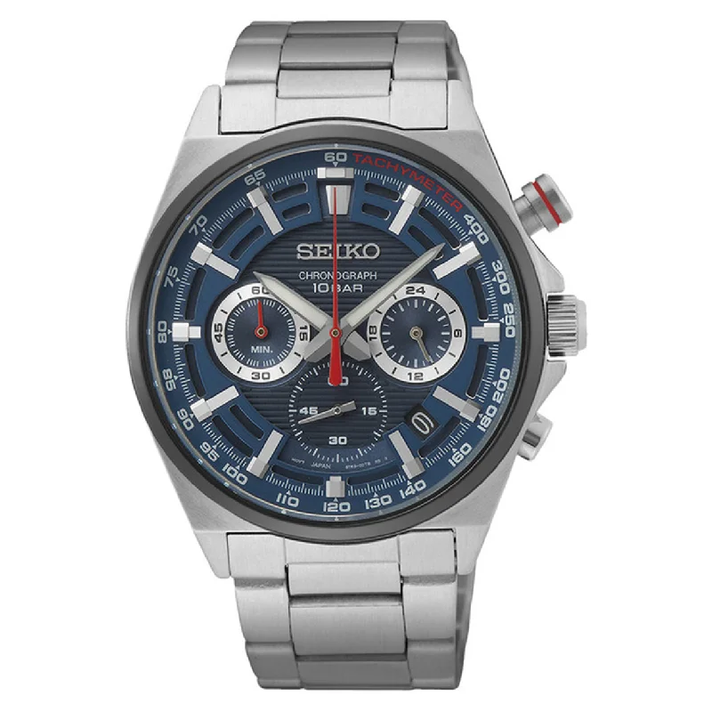 best solar powered watches for men-Seiko Dress Blue Dial Men 41mm