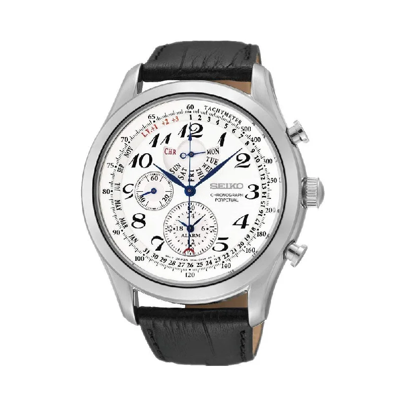 best watches for casual outings-Seiko Dress Chronograph White Dial Men's Watch - SPC131P1