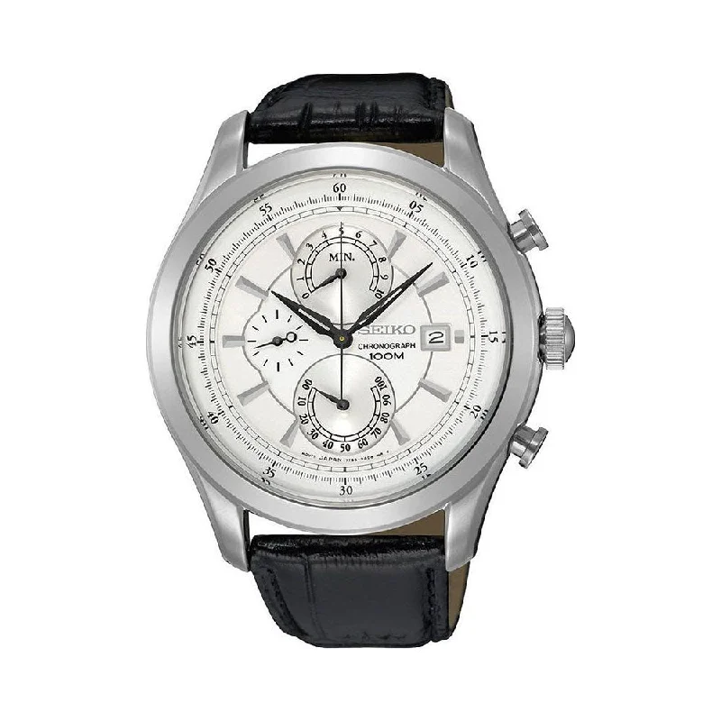 stylish gold watches for women-Seiko Dress Chronograph White Dial Men's Watch - SPC163P2