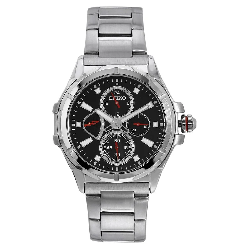 stainless steel watches for everyday wear-Seiko Lord Black Dial Men 46mm