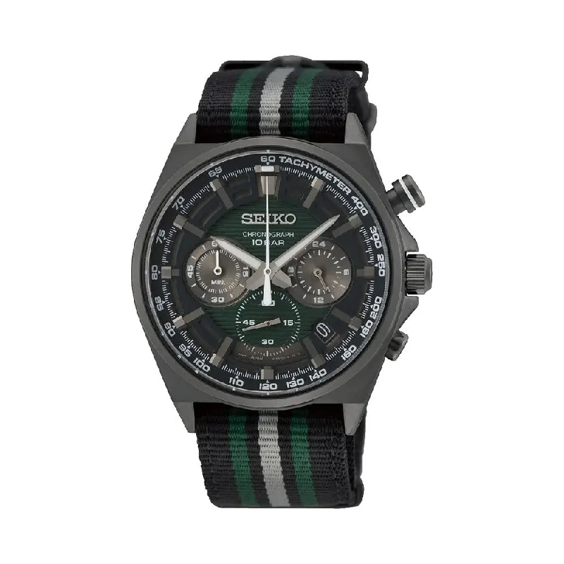 premium leather watches for men-SEIKO Men's Collection Analog Green Dial Watch-SSB411P1