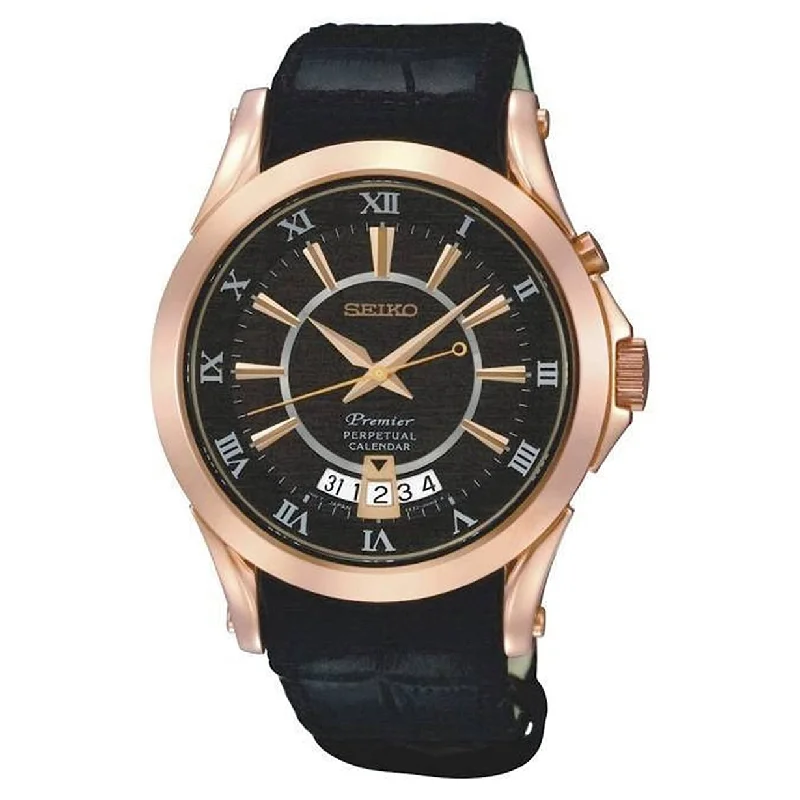 stylish and classic watches for men-Seiko Premier Black Dial Men 42mm