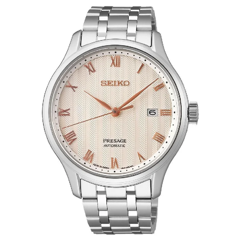 watches with interchangeable straps for women-Seiko Presage Beige Dial Men 41.7mm