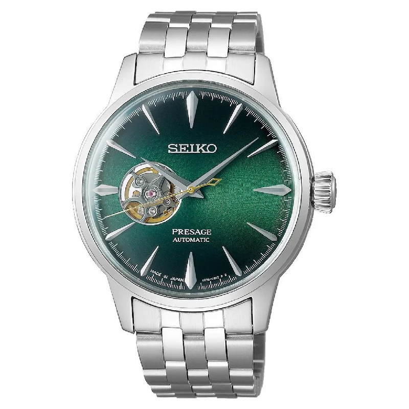 watches with interchangeable straps-Seiko Presage Green Dial Men 40.5mm