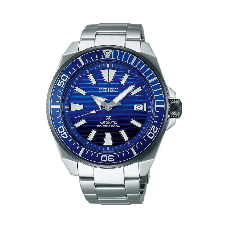 casual leather watches for women-Seiko Prospex Automatic Movement Analog Blue Dial Stainless Steel Band Watch SRPC93K1