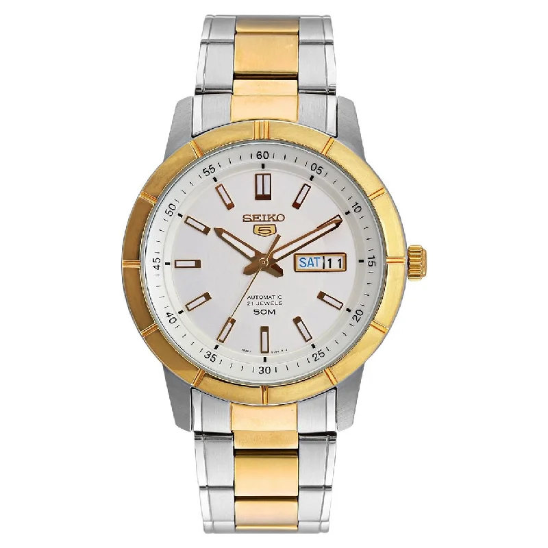 best solar powered watches for women-Seiko Seiko 5 White Dial Men 43mm