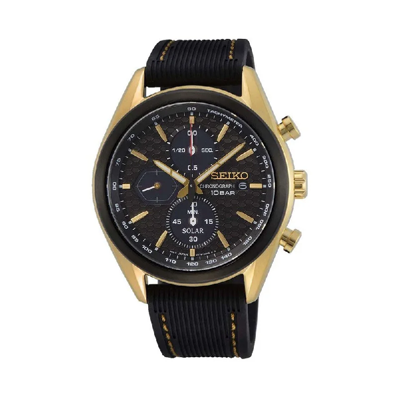 watches for men with metal mesh bands-SEIKO SSC804P1 Discover More Chronograph Watch For Men