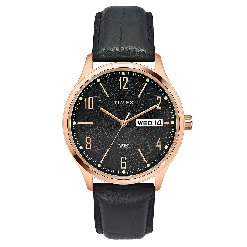 stylish watches with smooth stainless steel bands-Classics Black Dial Leather Strap