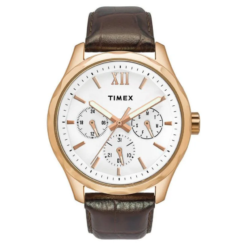 high-end watches with diamond and sapphire features-Empera White Dial Brown Leather Strap