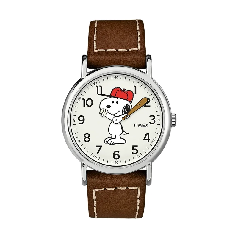 stainless steel watches for everyday wear-Timex Weekender x Peanuts - Snoopy 2-Hand 38mm Leather Band